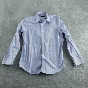 Banana Republic Mens Non-Iron Slim Fit Striped Dress Shirt Size L 0897